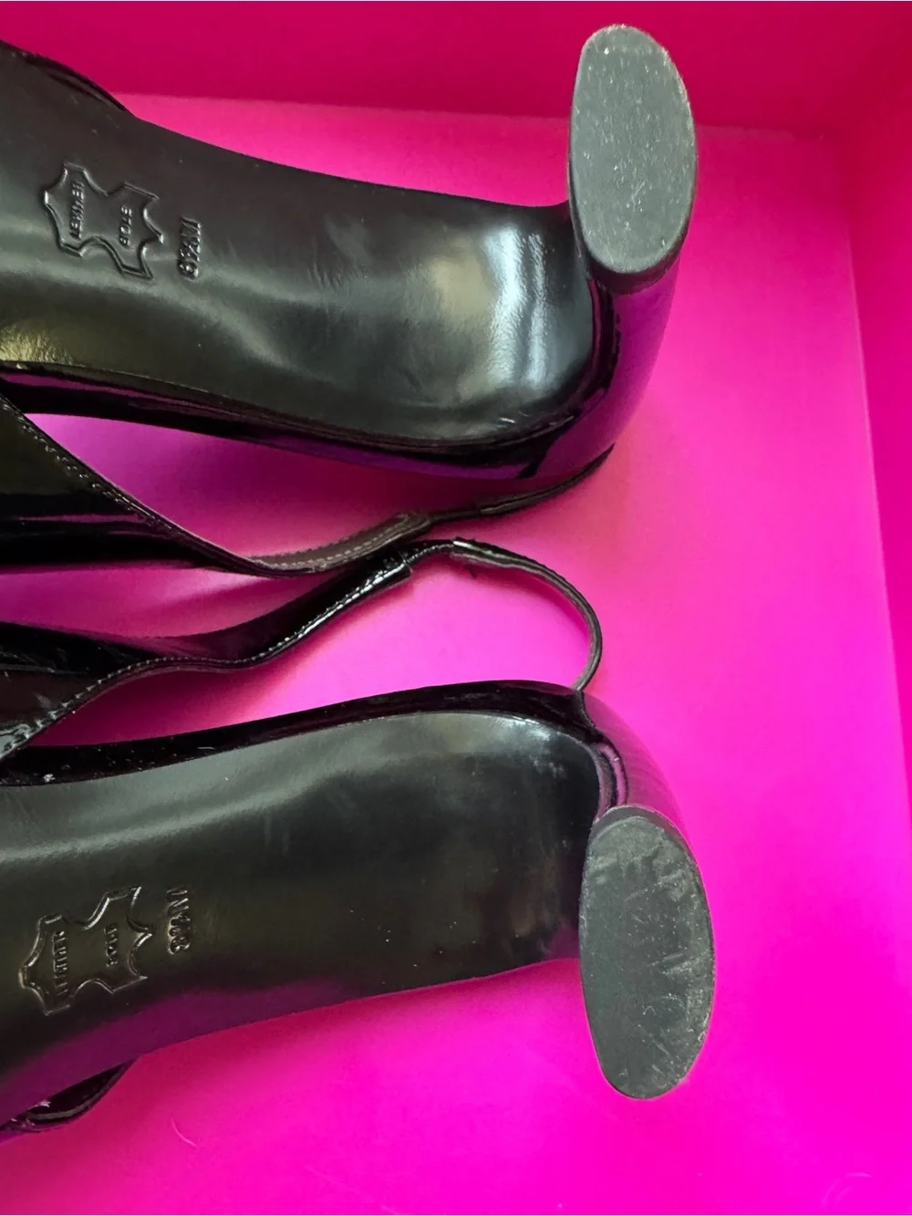 Tory Burch Pierced Black Patent Leather Slingback Heels - Size 8.5
